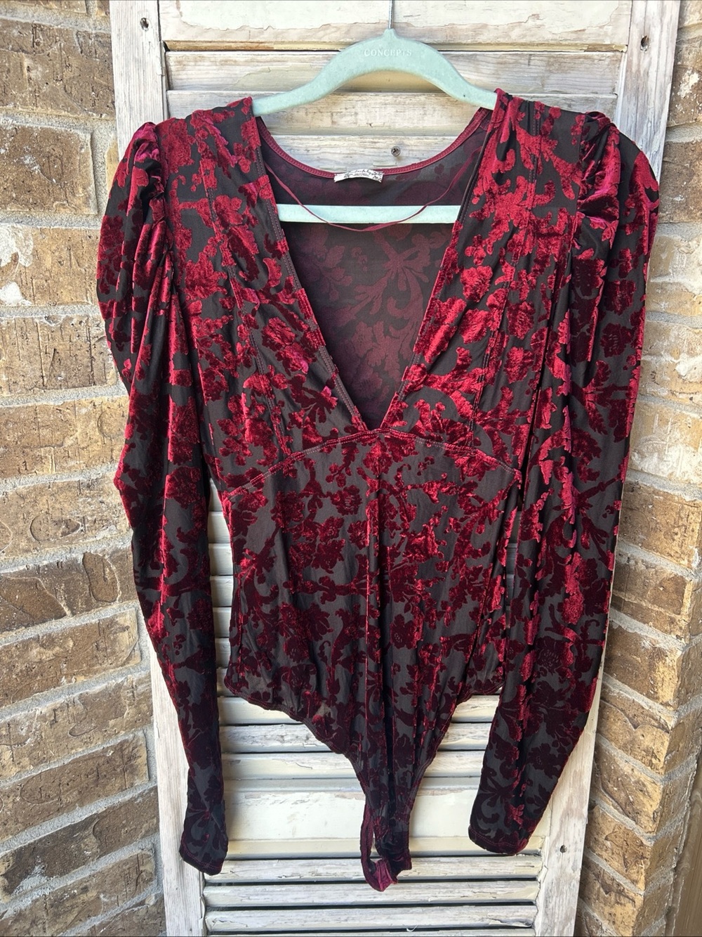 Intimately Free People Womens Night Bodysuit Velvet Burnout Whimsigoth No Size.